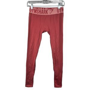 Gymshark Orange Fit Seamless Leggings Size S Spellout Waistband Coral